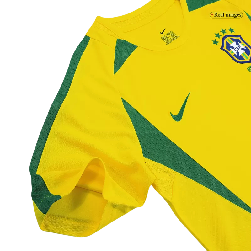 Brazil Retro Home Jersey 2002 Yellow Men's