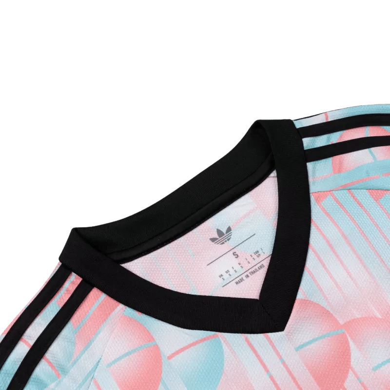 Belgium Away World Cup 2026 men's jersey by The Jersey World in pink and blue, featuring team logo and modern design.