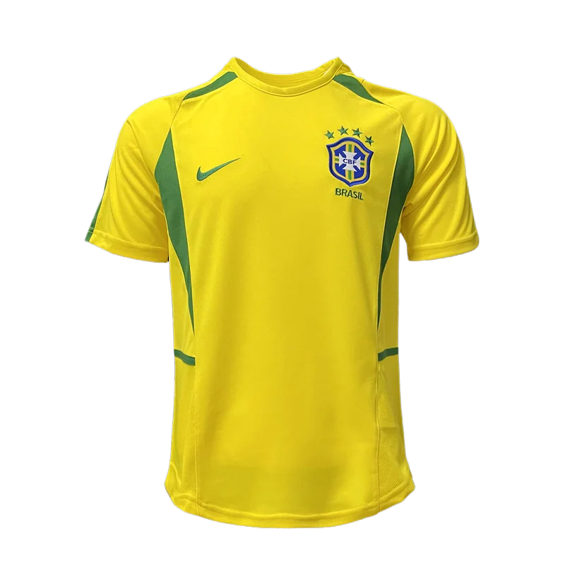 Brazil Retro Home Jersey 2002 Yellow Men's
